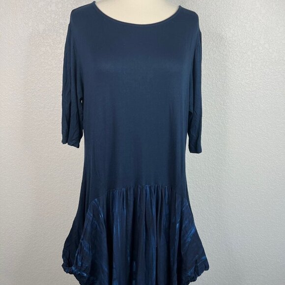 Kaliyana Size 1 / M Gerona Dress Ink Boston Blue Long Pockets Lagenlook Artwear - Picture 2 of 10
